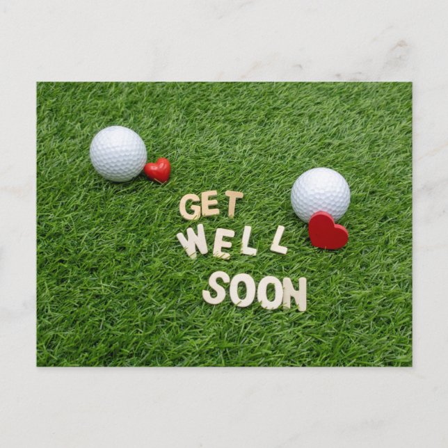 Carte Postale Golf Get well soon card with golf ball and tee (Devant)
