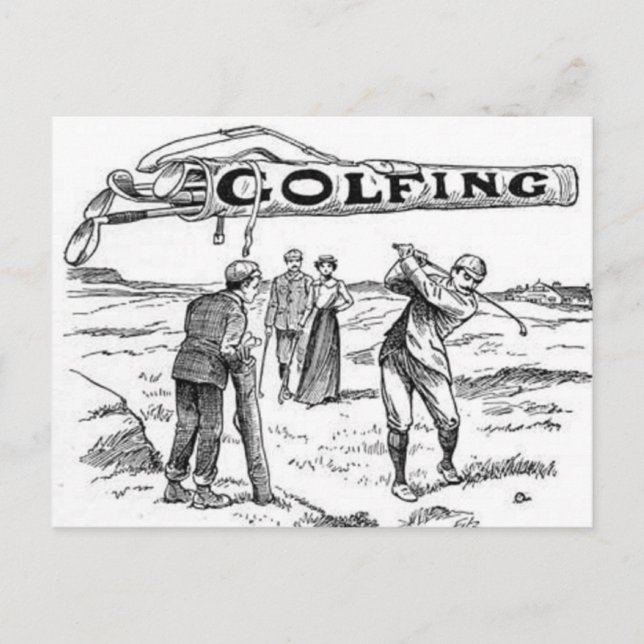 Carte Postale Golf Golfing Jouer Tournoi de golf Vintage (Devant)