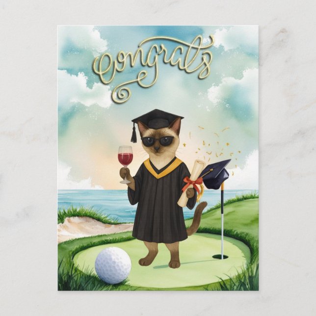 Carte Postale Golf Graduation themed for golfer on putting green (Devant)
