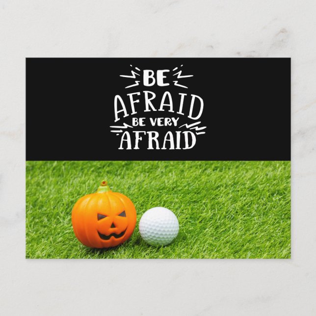 Carte Postale Golf Halloween avec balle de golf et citrouille su (Devant)