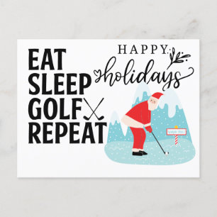 Carte Postale Golf Happy Holiday Eat Sleep Golf Repeat Père Noël