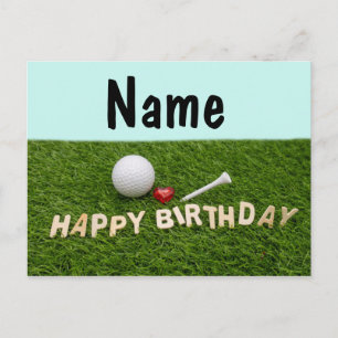 Carte Postale Golf heureux anniversaire au golf avec balle de go