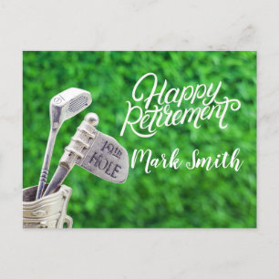 Carte Postale Golf heureux retraite avec le fer de golf