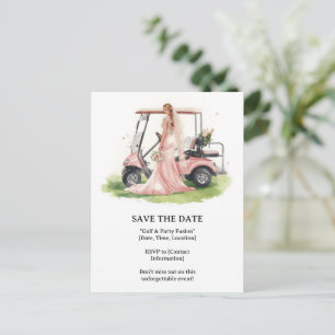 Carte Postale Golf  jeune femme golfeuse fait du golf 