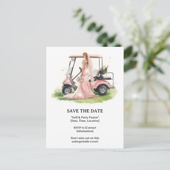 Carte Postale Golf  jeune femme golfeuse fait du golf  (Debout devant)