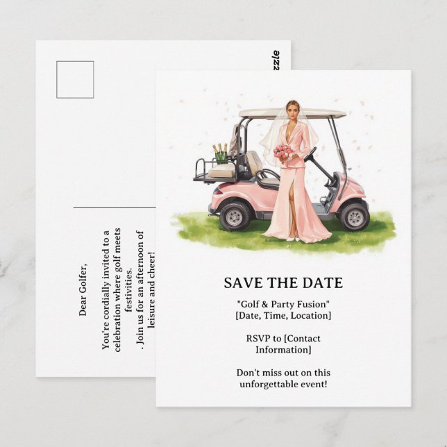 Carte Postale Golf  jeune femme golfeuse fait du golf  (Devant / Derrière)