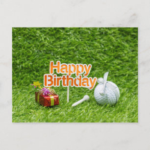 Carte Postale Golf Joyeux Anniversaire avec golf balle tee et ca