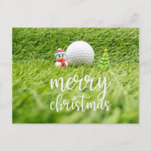 Carte Postale Golf Joyeux Noël avec Snowman et Golf Ball
