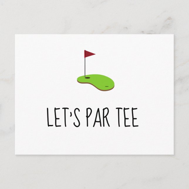 Carte Postale Golf Let’s Par avec drapeau de golf sur green Invi (Devant)
