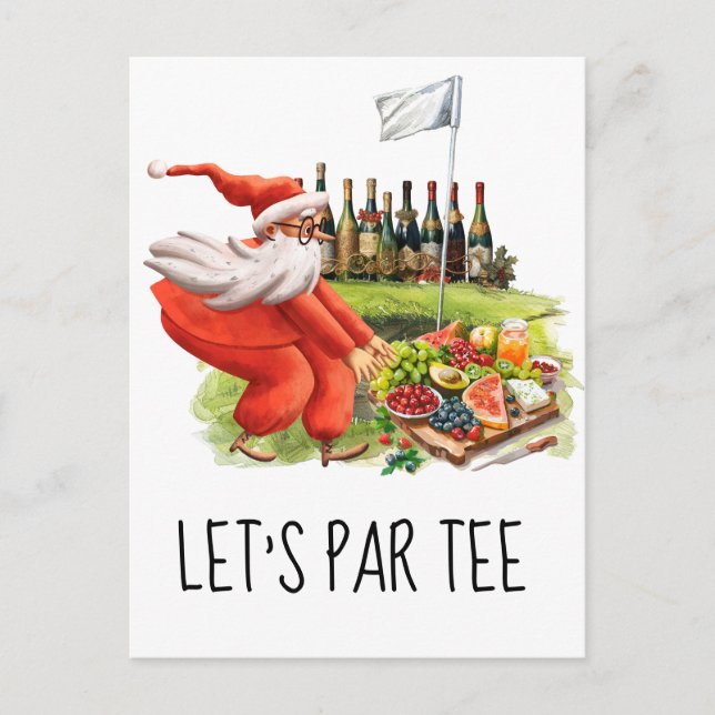 Carte Postale Golf Let’s Par avec drapeau de golf sur vert (Devant)