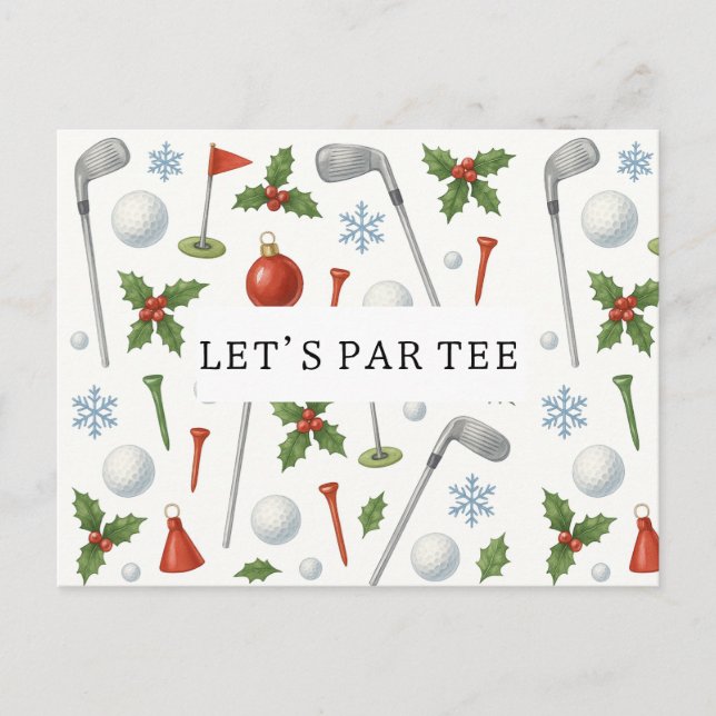 Carte Postale Golf Let’s Par Golf ChRISTMAS Party pour golfeur (Devant)