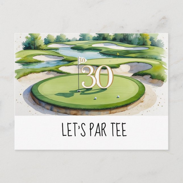 Carte Postale Golf Let's Par tee  30e anniversaire pour la fête  (Devant)