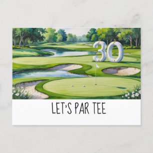 Carte Postale Golf Let's Par tee  30e anniversaire pour la fête 