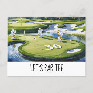 Carte Postale Golf Let's Par tee  30e anniversaire pour la fête 