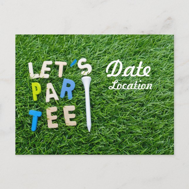 Carte Postale Golf Let's Par tee avec tee blanc est en vert (Devant)