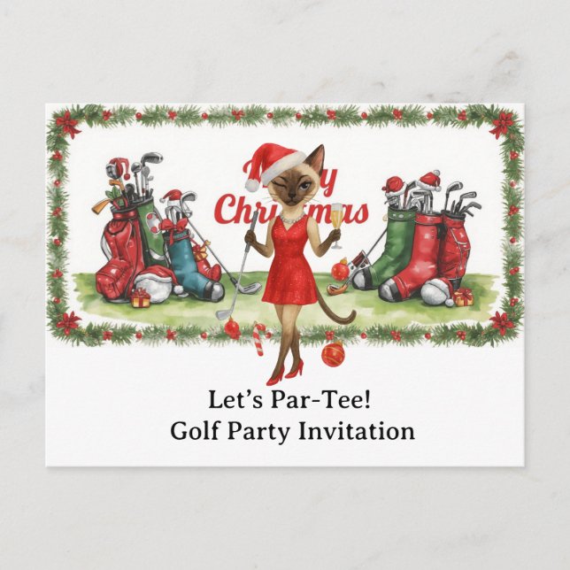 Carte Postale Golf Let's Par Tee Noël Party pour Golfer (Devant)