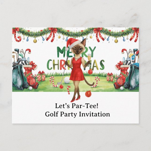 Carte Postale Golf Let's Par Tee Noël Party pour Golfer (Devant)