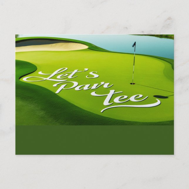 Carte Postale Golf Let's Par tee sur le green de putting  (Devant)