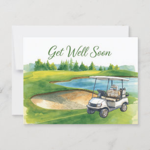 Carte Postale Golf Meilleure santé avec un chariot de golf sur l