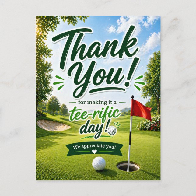 Carte Postale Golf Merci pour cette journée formidable (Devant)