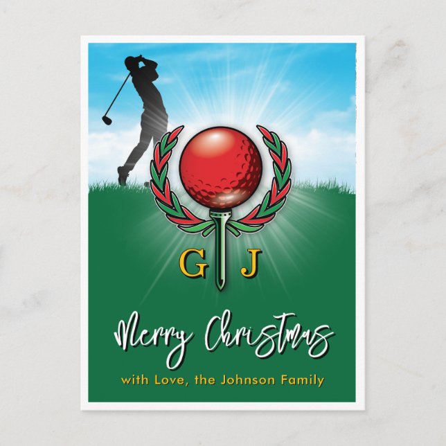 Carte Postale Golf Monogram Joyeux Noël-Dessin de vacances (Devant)