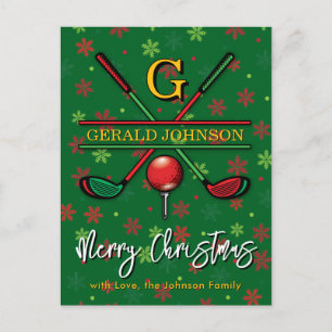 Carte Postale Golf Monogramme Joyeux Noël-Dessin de vacances