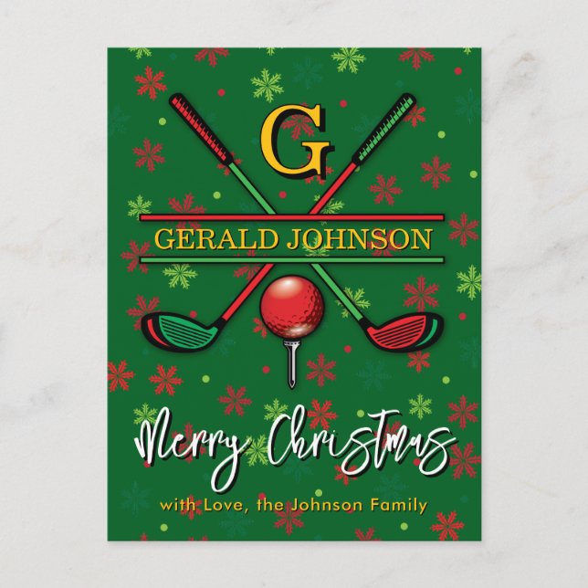 Carte Postale Golf Monogramme Joyeux Noël-Dessin de vacances (Devant)