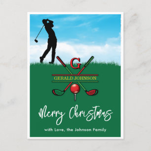 Carte Postale Golf Monogramme Joyeux Noël-Dessin de vacances