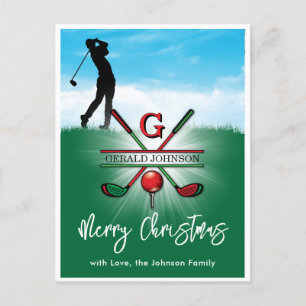 Carte Postale Golf Monogramme Joyeux Noël-vacances Design