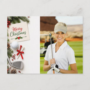 Carte Postale Golf Noël Créez votre propre photo golfeur