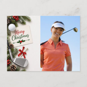 Carte Postale Golf Noël Créez votre propre photo golfeur