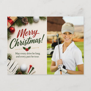 Carte Postale Golf Noël Créez votre propre photo golfeur 