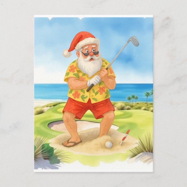 Carte Postale Golf Noël Heure d'été Santa Claus Golf (Devant)
