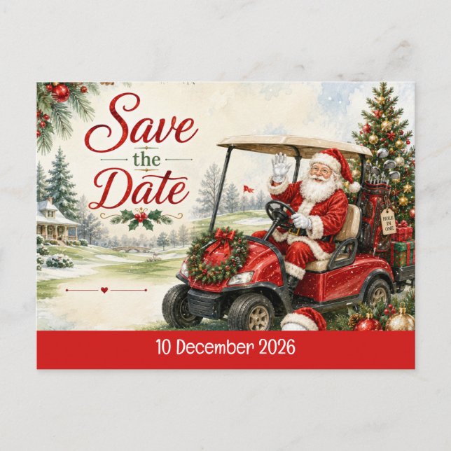 Carte Postale Golf Noël Par tee fête avec le Père Noël  (Devant)