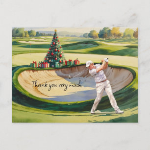Carte Postale Golf Noël thème pour golfeur