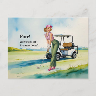 Carte Postale Golf nous avons déménagé dans une nouvelle maison