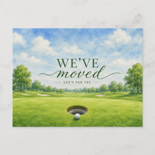 Carte Postale Golf nous avons déménagé dans une nouvelle maison 
