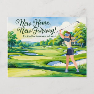 Carte Postale Golf nous avons déménagé dans une nouvelle maison 