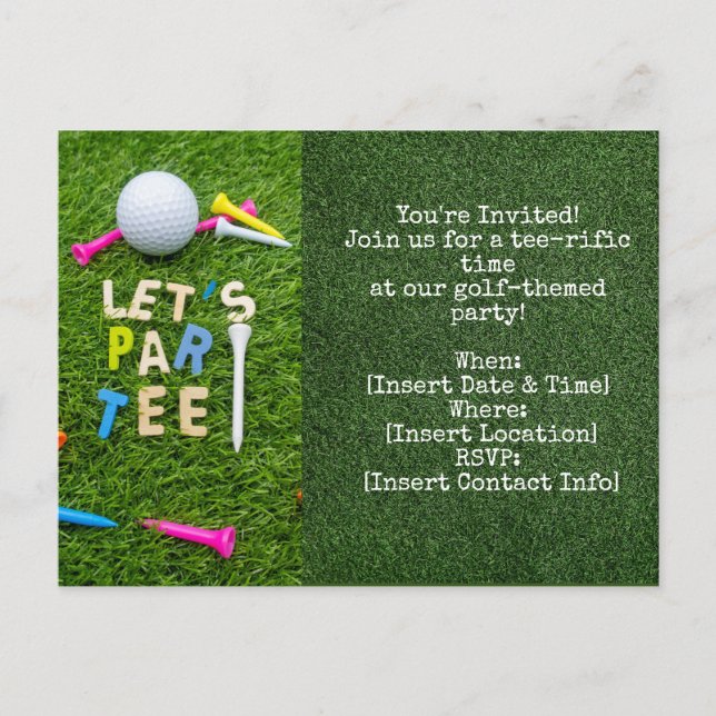 Carte Postale Golf Par invitation à la fête de golf (Devant)