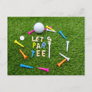 Carte Postale Golf Par tee party avec balle de golf coloré tee -
