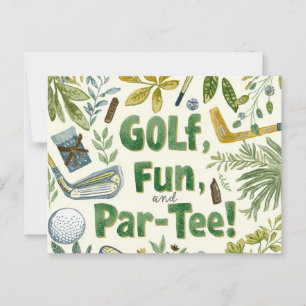 Carte Postale Golf party drôle dire tee up pour par tee