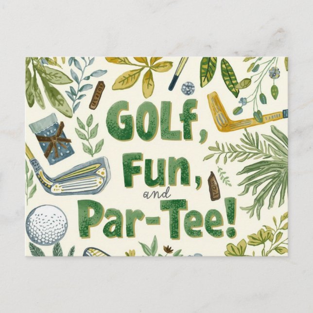 Carte Postale Golf party drôle dire tee up pour par tee (Devant)