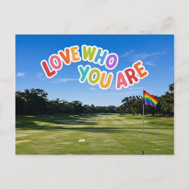 Carte Postale Golf Pride sur parcours de golf thème arc-en-ciel (Devant)