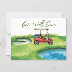 Carte Postale Golf Prompt rétablissement avec voiturette de golf