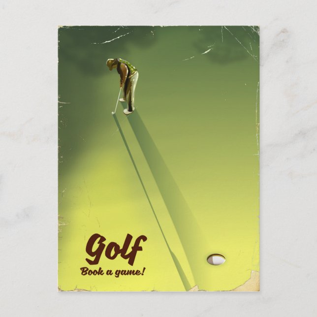 Carte Postale Golf "Réservez une partie" Affiche vintage (Devant)