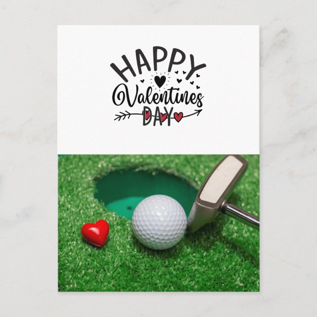 Carte Postale Golf Saint Valentin avec balles de golf pour Golfe (Devant)