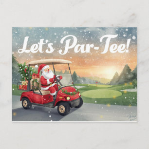 Carte Postale Golf Santa dans un chariot rouge – Drôle de Let Pa