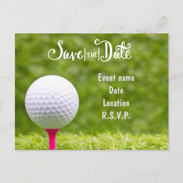 Carte Postale Golf Sauvez la date avec des balles de golf sur l' (Devant)