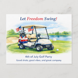 Carte Postale Golf Save the Date avec balle de golf et drapeau a