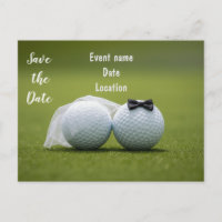 Golf Save the Date avec balles de golf sur mariage
